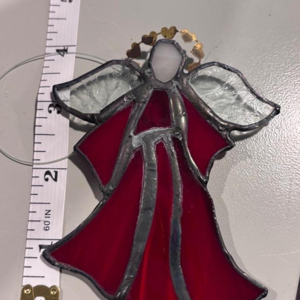 Vintage 90s Stained Glass Angel‎ Suncatcher Ornament - Picture 3 of 3